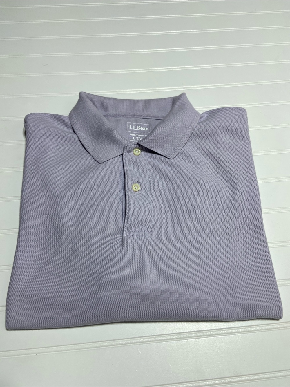 L.L. Bean Men's Premium 100% Cotton Polo Size L-Tall Lavender Preppy Golf
